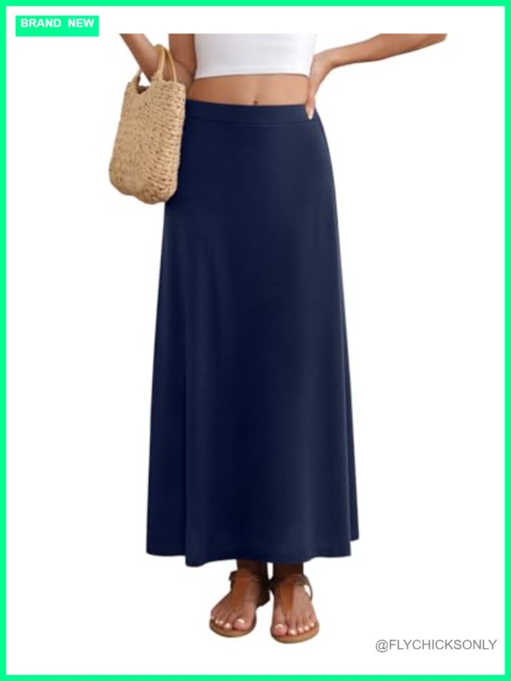 Flowy A-Line Maxi Skirt High Waisted Casual Long Skirt